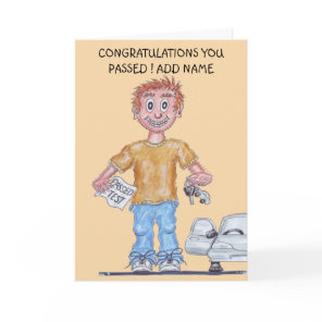 Happy man just passed driving test Card