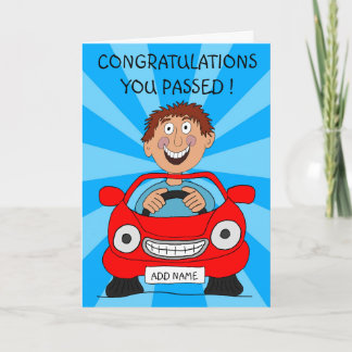 Happy Man Passed Driving Test  Card