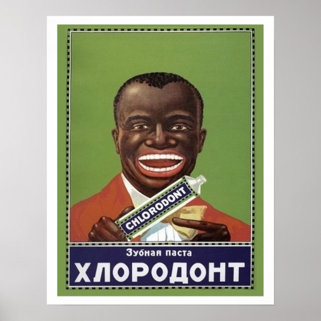 Happy man with toothpaste, funny Soviet propaganda Poster (Front)