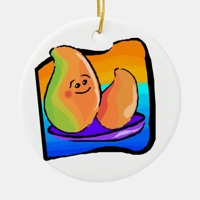Happy Mango Ceramic Ornament (Front)