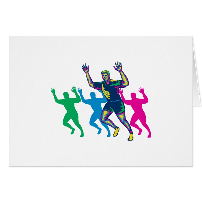 Happy Marathon Runner Running Retro Card