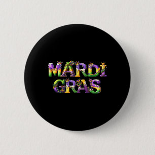 Happy Mardi Gras 2025 New Orleans Fleur De Lis Mas Button