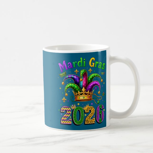 Happy Mardi Gras 2026 Jester Hat Men Women Kid Car Coffee Mug (Right)