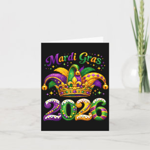 Happy Mardi Gras 2026 Jester Hat New Orleans Men W Card