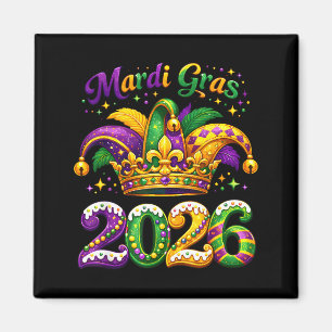 Happy Mardi Gras 2026 Jester Hat New Orleans Men W Magnet