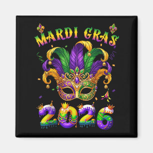 Happy Mardi Gras 2026 Jester Hat New Orleans Men W Magnet