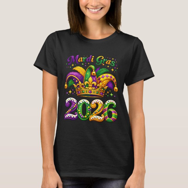 Happy Mardi Gras 2026 Jester Hat New Orleans Men W T-Shirt (Front)