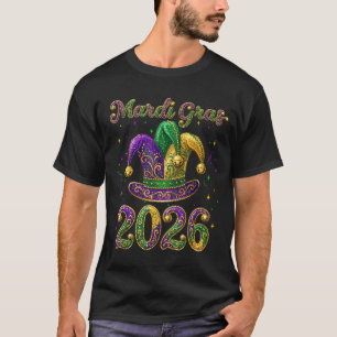 Happy Mardi Gras 2026 Jester Hat New Orleans Men W T-Shirt