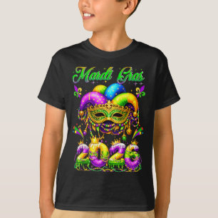 Happy Mardi Gras 2026 Jester Hat New Orleans Men W T-Shirt