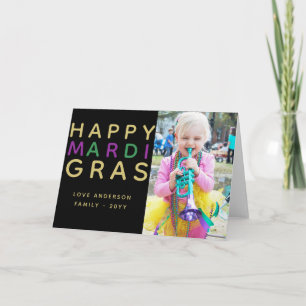 Happy Mardi Gras - ADD Family PHOTO Card