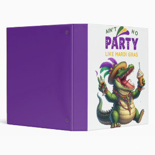 Happy Mardi Gras Alligator 3 Ring Binder
