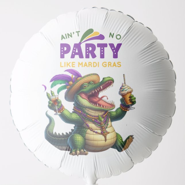 Happy Mardi Gras Alligator Balloon (Front)