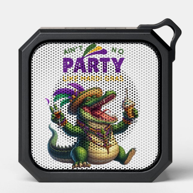 Happy Mardi Gras Alligator Bluetooth Speaker (Front)