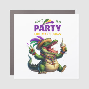Happy Mardi Gras Alligator Car Magnet