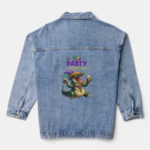 Happy Mardi Gras Alligator Denim Jacket
