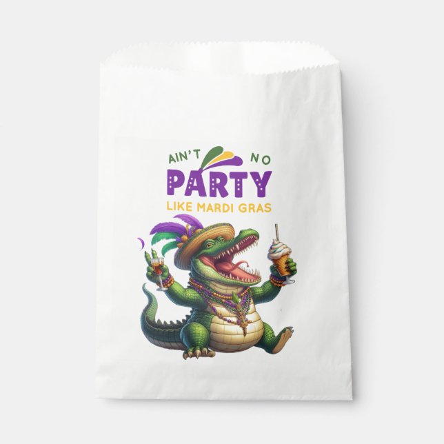 Happy Mardi Gras Alligator Favor Bag (Front)