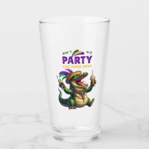 Happy Mardi Gras Alligator Glass