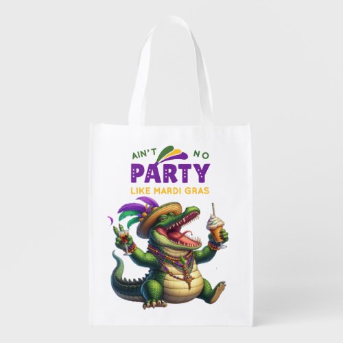 Happy Mardi Gras Alligator Grocery Bag