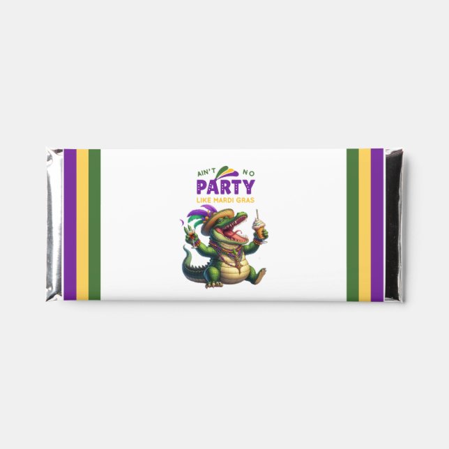 Happy Mardi Gras Alligator Hershey Bar Favors (Front)
