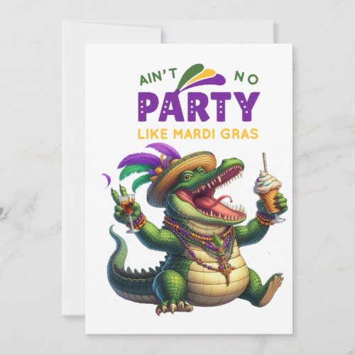 Happy Mardi Gras Alligator Holiday Card