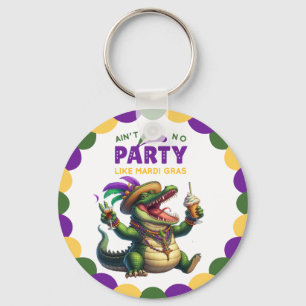 Happy Mardi Gras Alligator Keychain