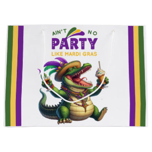 Happy Mardi Gras Alligator Large Gift Bag