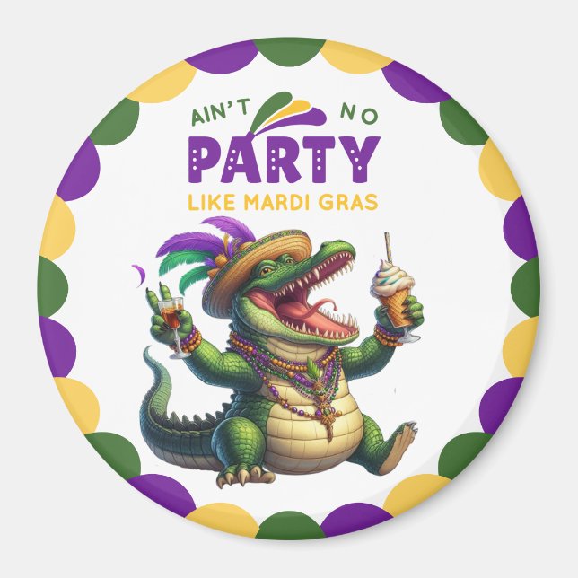 Happy Mardi Gras Alligator Magnet (Front)