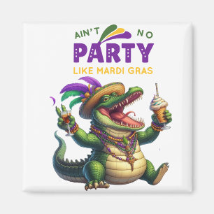 Happy Mardi Gras Alligator Magnet