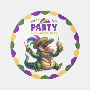 Happy Mardi Gras Alligator Outdoor Rug