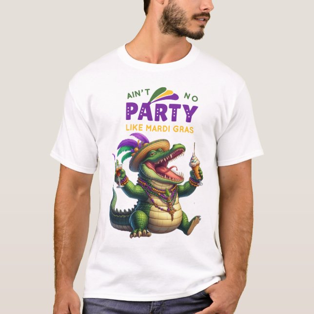 Happy Mardi Gras Alligator T-Shirt (Front)