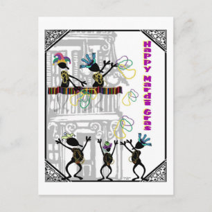 Happy Mardi Gras—Balcony Scene Postcard