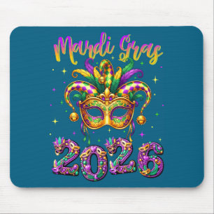 Happy Mardi Gras Carnival 2026 Jester Hat Men Wome Mouse Pad