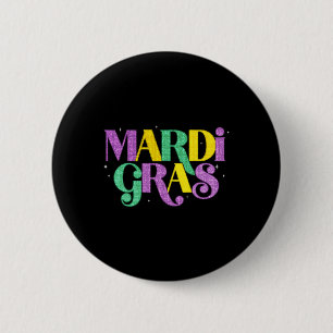Happy Mardi Gras Carnival Fat Tuesday Fleur De Lis Button
