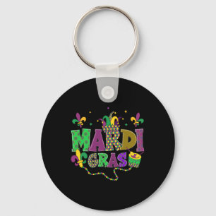 Happy Mardi Gras Carnival Fat Tuesday Fleur De Lis Keychain