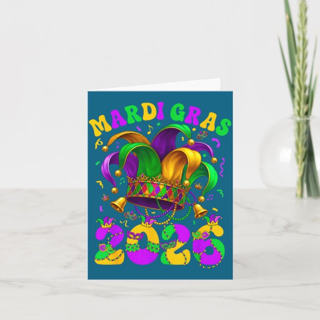 Happy Mardi Gras Carnival Mardi Gras 2026 Jester M Card (Front)