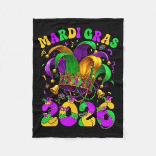 Happy Mardi Gras Carnival Mardi Gras 2026 Jester M Fleece Blanket