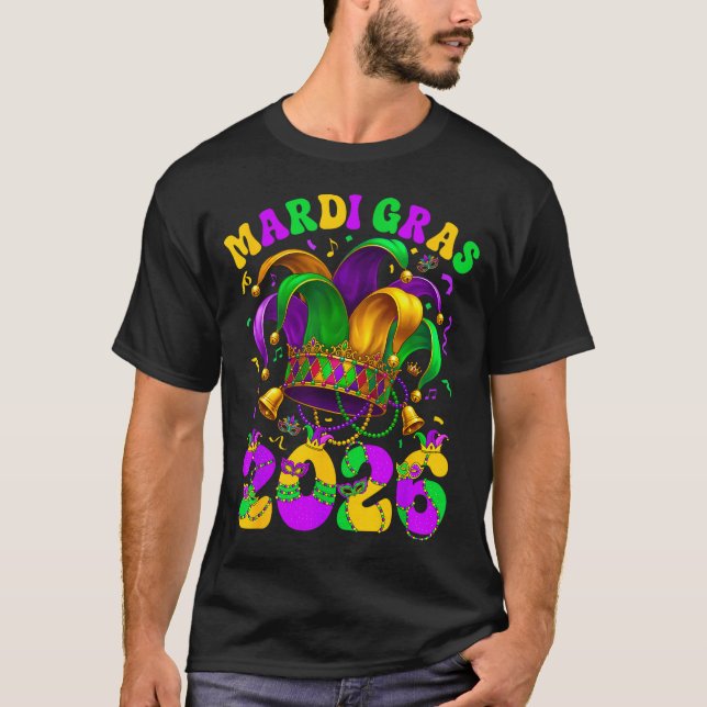 Happy Mardi Gras Carnival Mardi Gras 2026 Jester M T-Shirt (Front)