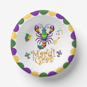 Happy Mardi Gras crayfish trumpet mask Paper Bowls