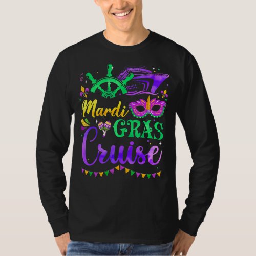 Happy Mardi Gras Cruise Mask Cruise Ship Party Cos T_Shirt