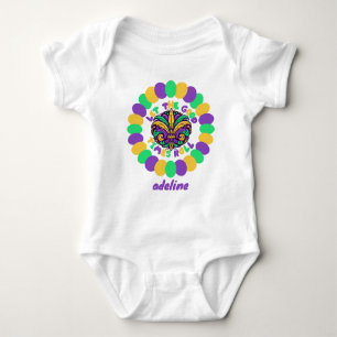 Happy Mardi Gras fleur-de-lis Baby Bodysuit