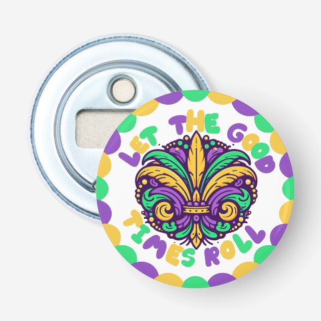 Happy Mardi Gras  fleur-de-lis  Bottle Opener (Front)