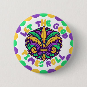 Happy Mardi Gras  fleur-de-lis  Button