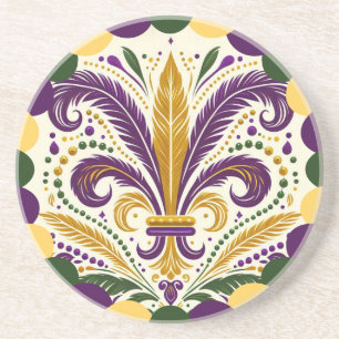 Happy Mardi Gras fleur-de-lis Coaster