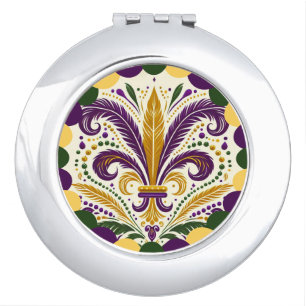 Happy Mardi Gras fleur-de-lis Compact Mirror