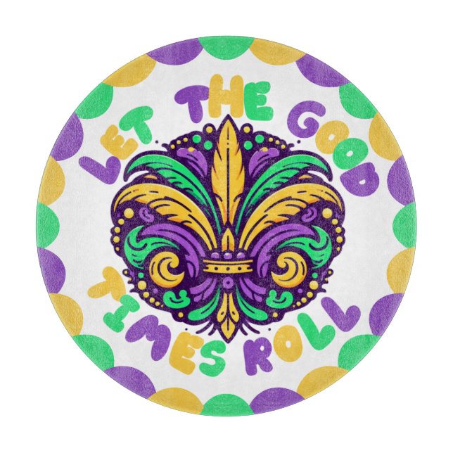 Happy Mardi Gras  fleur-de-lis  Cutting Board (Front)