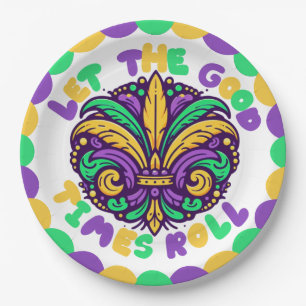 Happy Mardi Gras  fleur-de-lis  Paper Plates