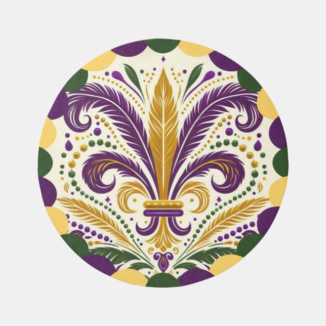 Happy Mardi Gras  fleur-de-lis  Rug (Front)