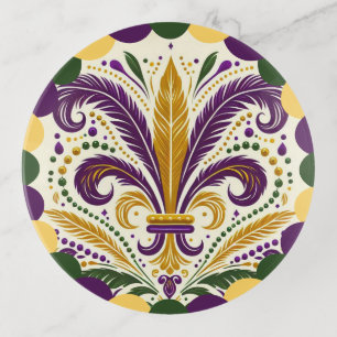 Happy Mardi Gras fleur-de-lis Trinket Tray