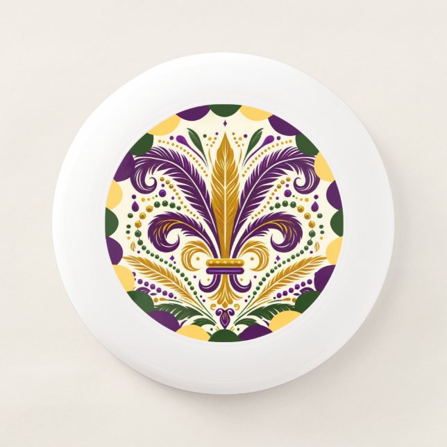 Happy Mardi Gras  fleur-de-lis  Wham-O Frisbee (Front)