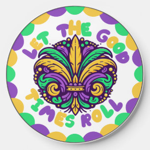 Happy Mardi Gras fleur-de-lis Wireless Charger